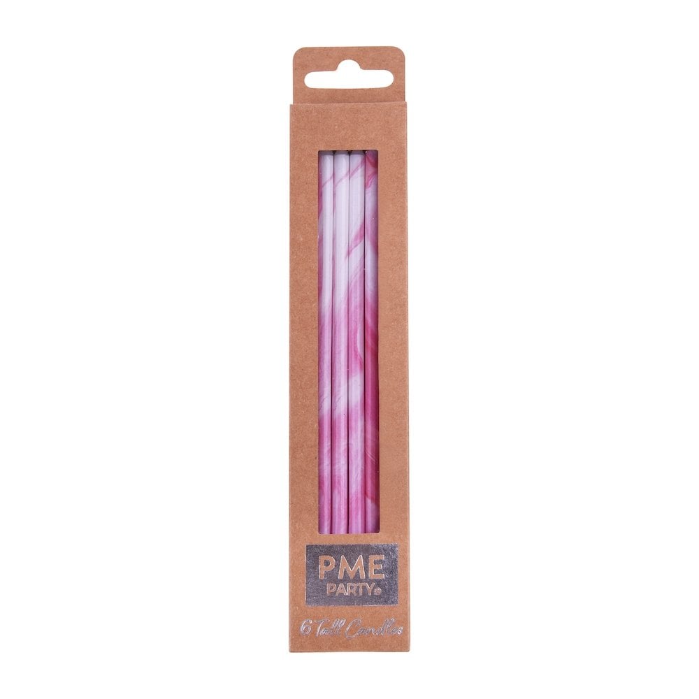 PME Pink Marble - 18cm Extra Tall Candles