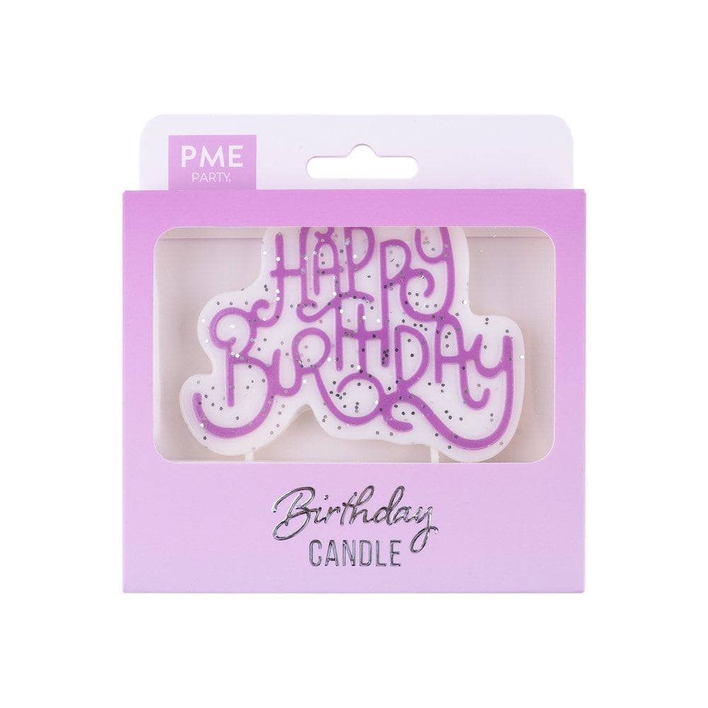 PME Pink Sparkly - Happy Birthday Candle