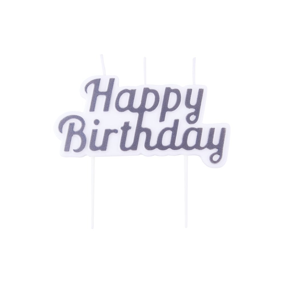 PME Silver - Happy Birthday Candle