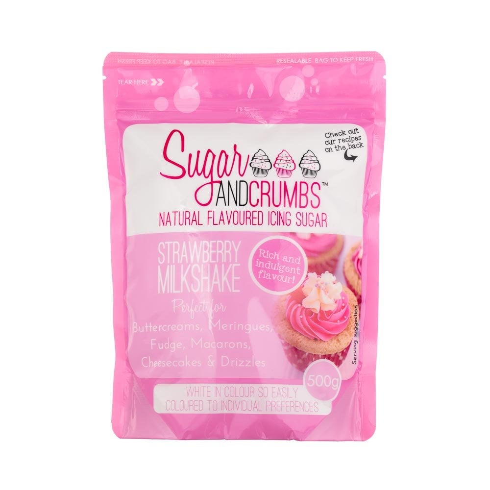 SUGAR & CRUMBS Natural Strawberry Milkshake Icing Sugar 500g By Sugar And Crumbs