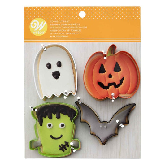 WILTON Bat, Pumpkin, Ghost & Monster - Metal Cutter Set x 4 .