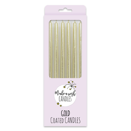 Make A Wish - Tall Metallic Gold Candles x 6