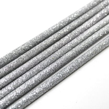 Make A Wish - Tall Silver Glitter Candles x 6